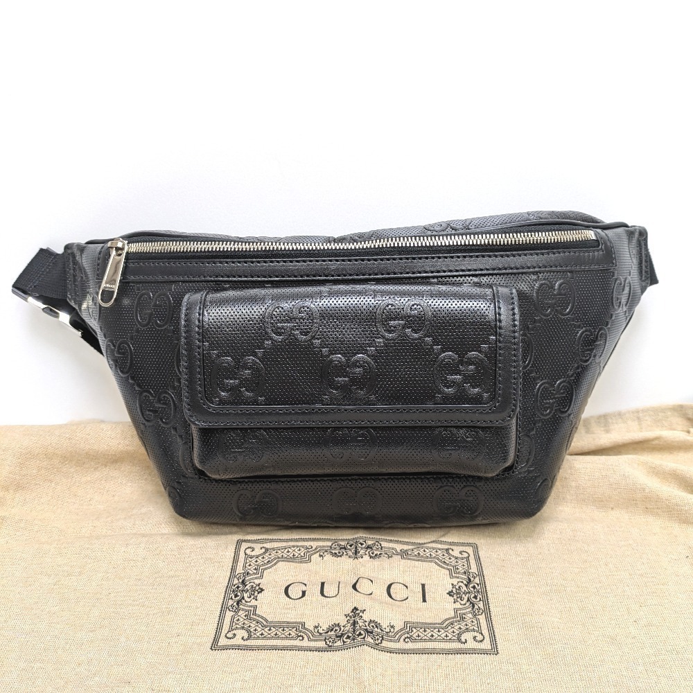 Gucci Waist Bag Crossbody GG Embossed Black